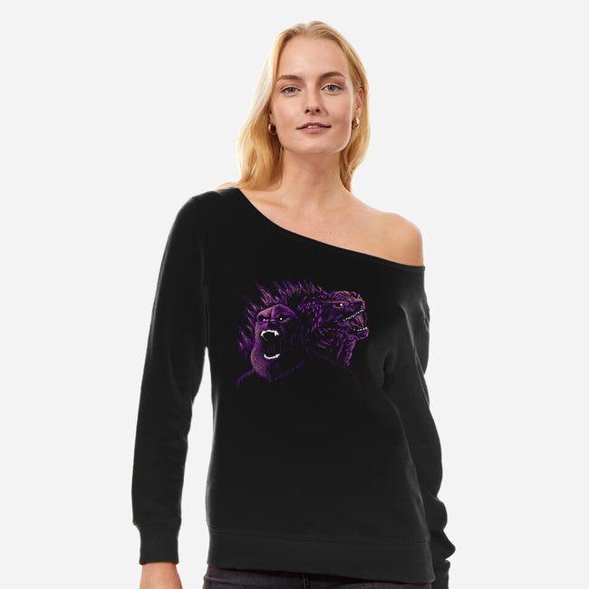 Kaiju Roars-Womens-Off Shoulder-Sweatshirt-naomori