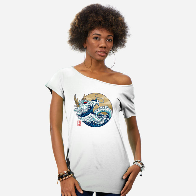 Dragon Wave Off Kanagawa-Womens-Off Shoulder-Tee-spoilerinc