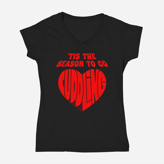 Tis The Season To Go Cuddling-Womens-V-Neck-Tee-Boggs Nicolas