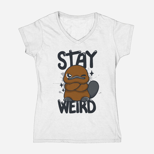 Stay Weird Beaver-Womens-V-Neck-Tee-Vallina84