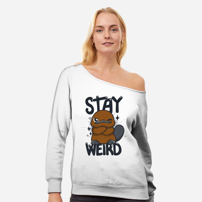 Stay Weird Beaver-Womens-Off Shoulder-Sweatshirt-Vallina84