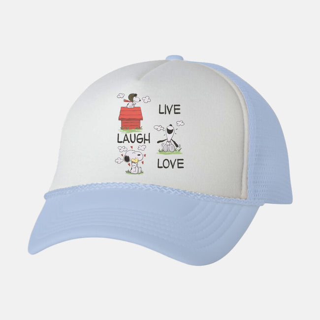 Live Laugh Love Snoopy-Unisex-Trucker-Hat-Claudia