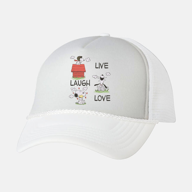 Live Laugh Love Snoopy-Unisex-Trucker-Hat-Claudia