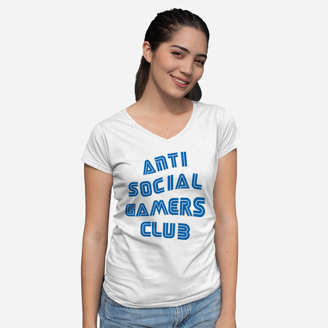 Antisocial Gamer-Womens-V-Neck-Tee-Rogelio