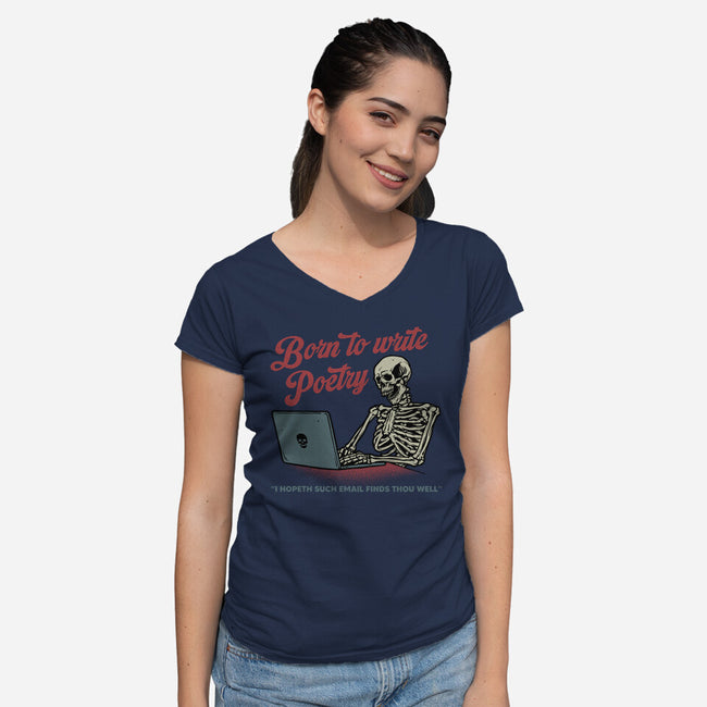 Born To Write Poetry-Womens-V-Neck-Tee-gorillafamstudio