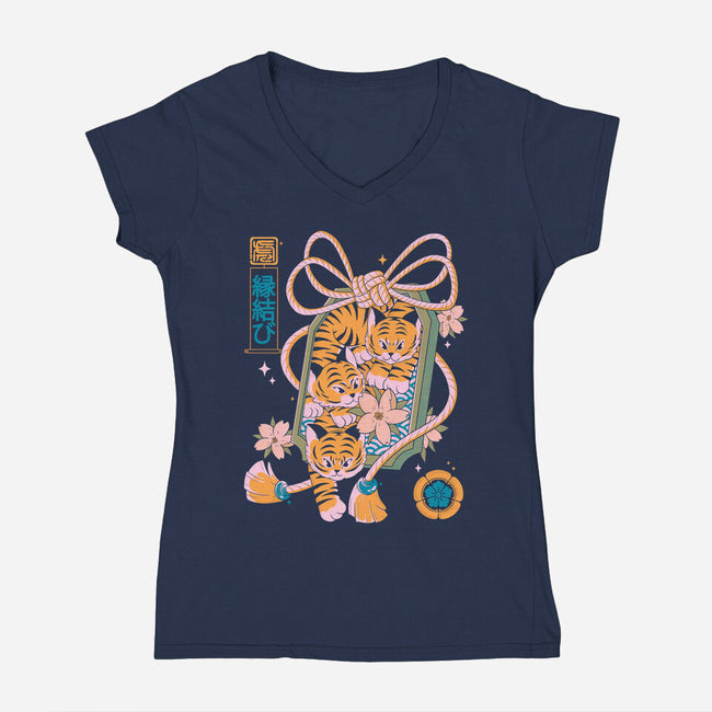 Omamori Tigers-Womens-V-Neck-Tee-Eoli Studio