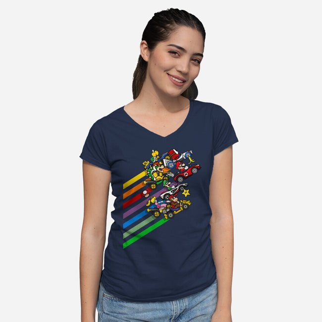 Karting Chaos-Womens-V-Neck-Tee-drbutler