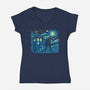 Tenth Doctor Dreams Of Time And Space-Womens-V-Neck-Tee-DrMonekers