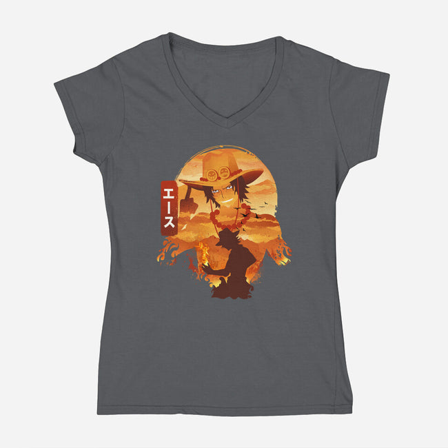 Ukiyo E Ace-Womens-V-Neck-Tee-dandingeroz