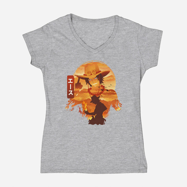 Ukiyo E Ace-Womens-V-Neck-Tee-dandingeroz