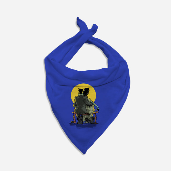 Monster And Bride Gazing At The Moon-Dog-Bandana-Pet Collar-zascanauta