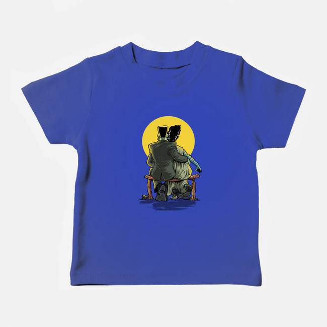 Monster And Bride Gazing At The Moon-Baby-Basic-Tee-zascanauta