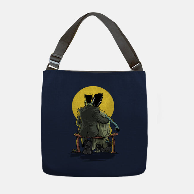 Monster And Bride Gazing At The Moon-None-Adjustable Tote-Bag-zascanauta