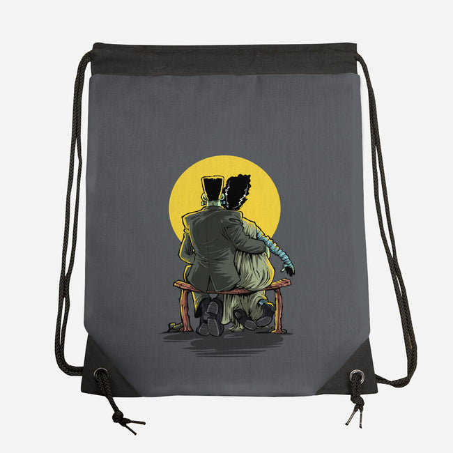 Monster And Bride Gazing At The Moon-None-Drawstring-Bag-zascanauta