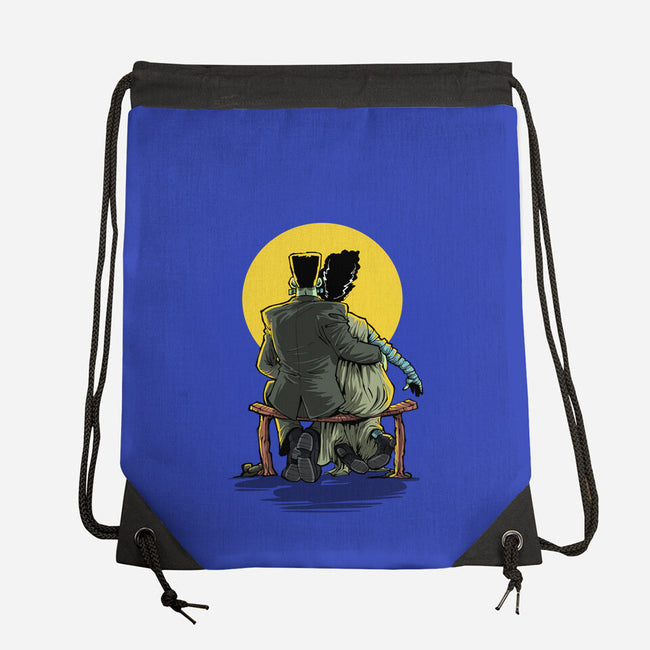 Monster And Bride Gazing At The Moon-None-Drawstring-Bag-zascanauta