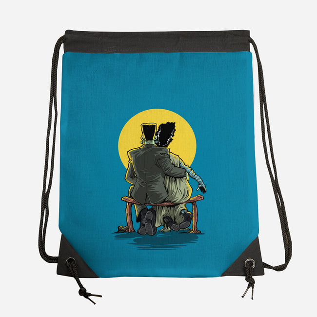 Monster And Bride Gazing At The Moon-None-Drawstring-Bag-zascanauta