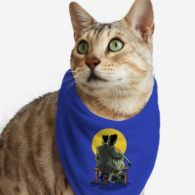 Monster And Bride Gazing At The Moon-Cat-Bandana-Pet Collar-zascanauta