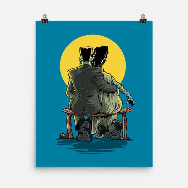 Monster And Bride Gazing At The Moon-None-Matte-Poster-zascanauta