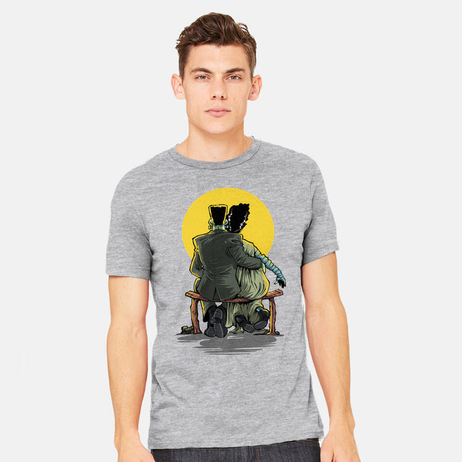 Monster And Bride Gazing At The Moon-Mens-Heavyweight-Tee-zascanauta