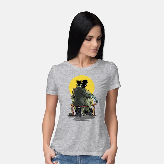 Monster And Bride Gazing At The Moon-Womens-Basic-Tee-zascanauta