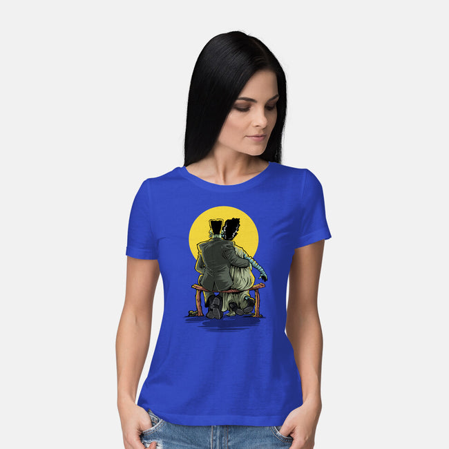 Monster And Bride Gazing At The Moon-Womens-Basic-Tee-zascanauta