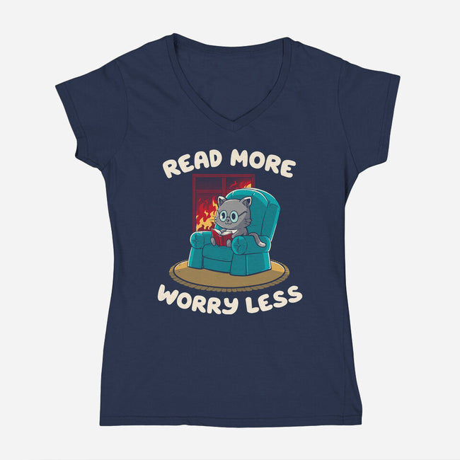 Read More Worry Less-Womens-V-Neck-Tee-koalastudio