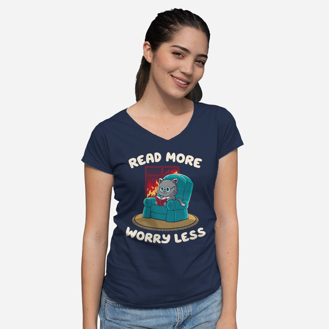 Read More Worry Less-Womens-V-Neck-Tee-koalastudio