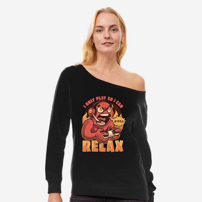 Video Game Relax Player-Womens-Off Shoulder-Sweatshirt-Studio Mootant