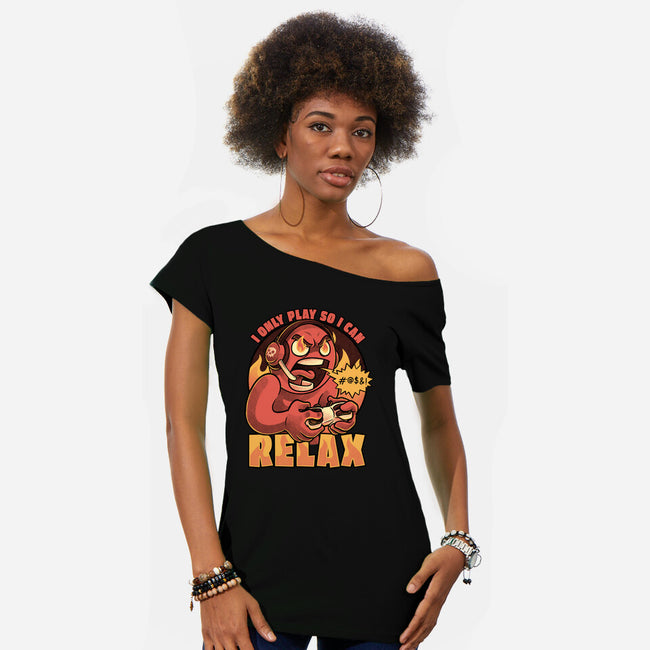 Video Game Relax Player-Womens-Off Shoulder-Tee-Studio Mootant