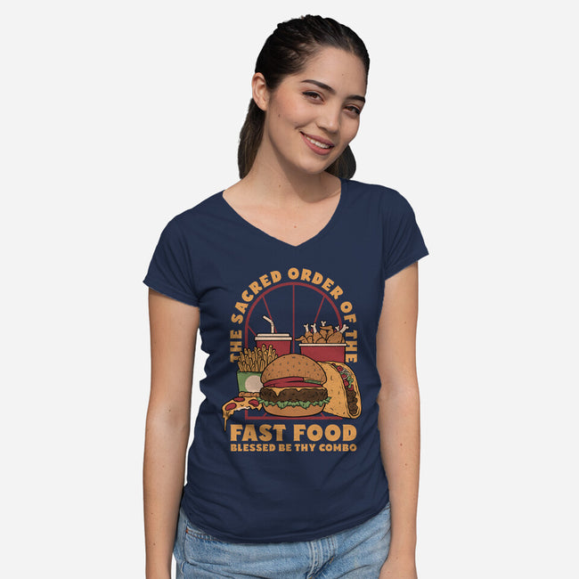 Sacred Order Of Fast Food-Womens-V-Neck-Tee-Studio Mootant