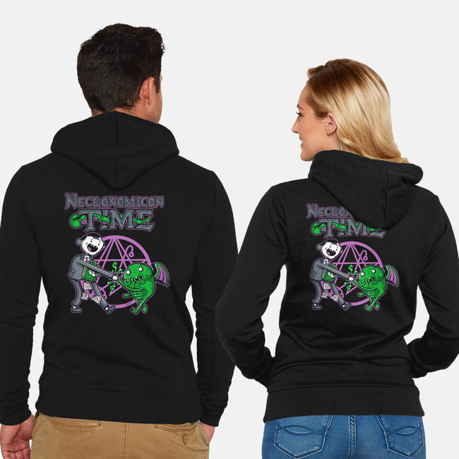 Necronomicon Time-Unisex-Zip-Up-Sweatshirt-demonigote