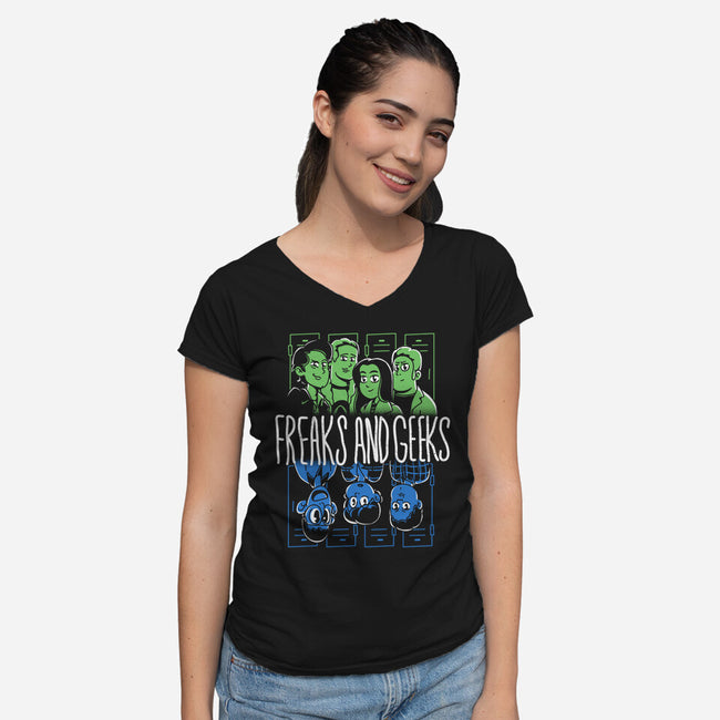 Freaks And Geeks-Womens-V-Neck-Tee-estudiofitas