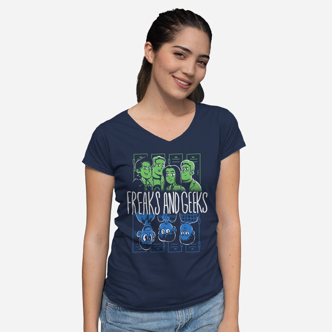 Freaks And Geeks-Womens-V-Neck-Tee-estudiofitas