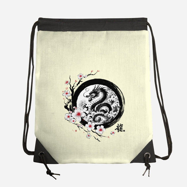 Year Of The Dragon Sumi-e-None-Drawstring-Bag-DrMonekers