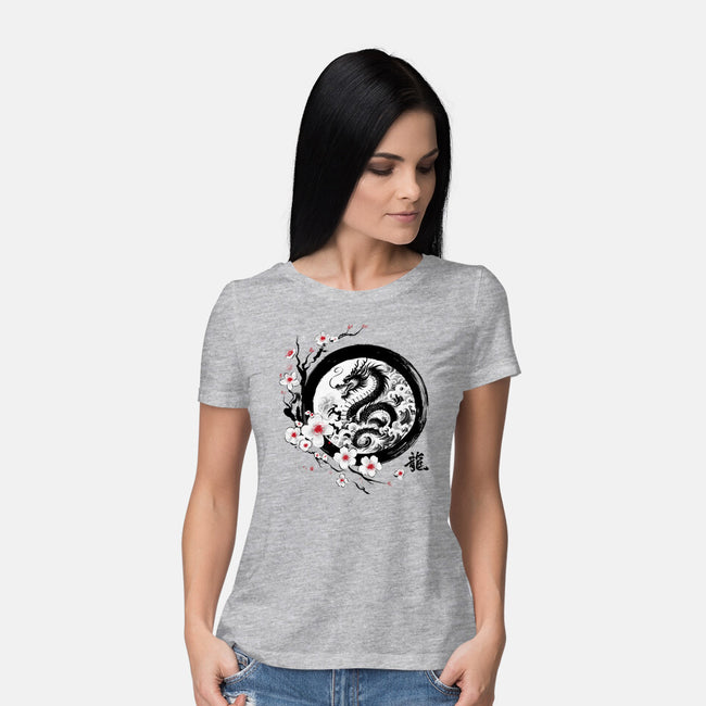 Year Of The Dragon Sumi-e-Womens-Basic-Tee-DrMonekers