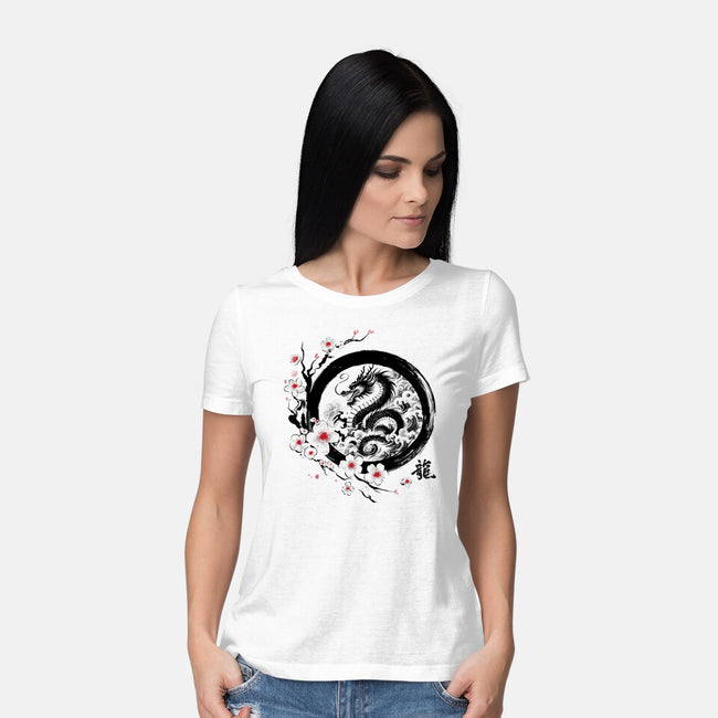 Year Of The Dragon Sumi-e-Womens-Basic-Tee-DrMonekers