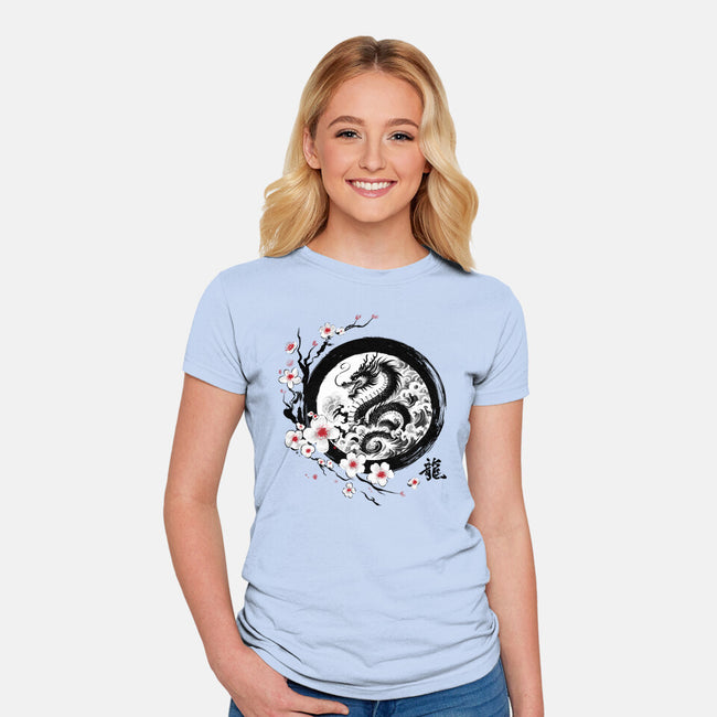 Year Of The Dragon Sumi-e-Womens-Fitted-Tee-DrMonekers