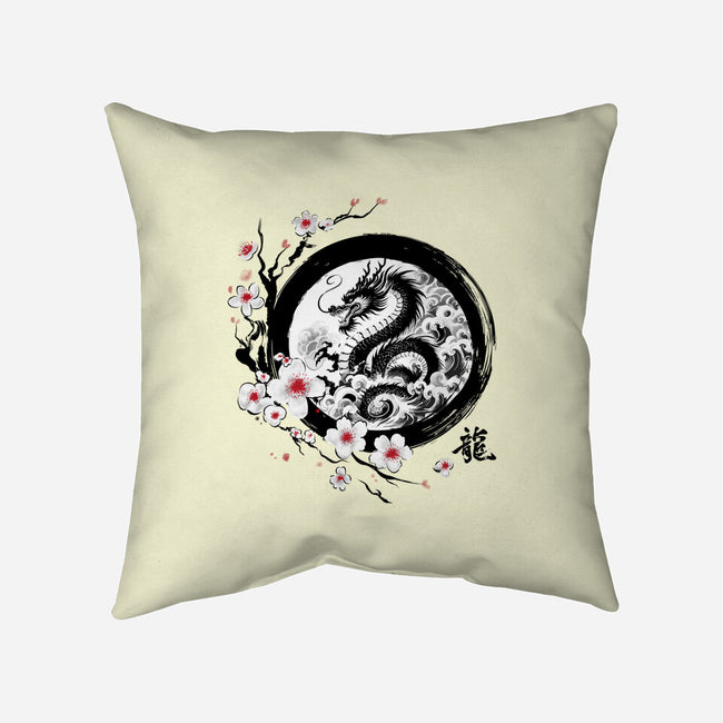 Year Of The Dragon Sumi-e-None-Non-Removable Cover w Insert-Throw Pillow-DrMonekers