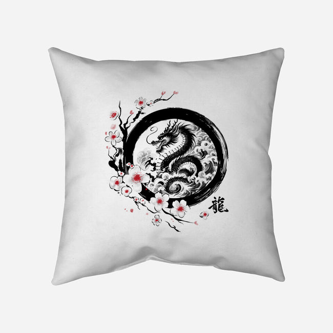 Year Of The Dragon Sumi-e-None-Non-Removable Cover w Insert-Throw Pillow-DrMonekers