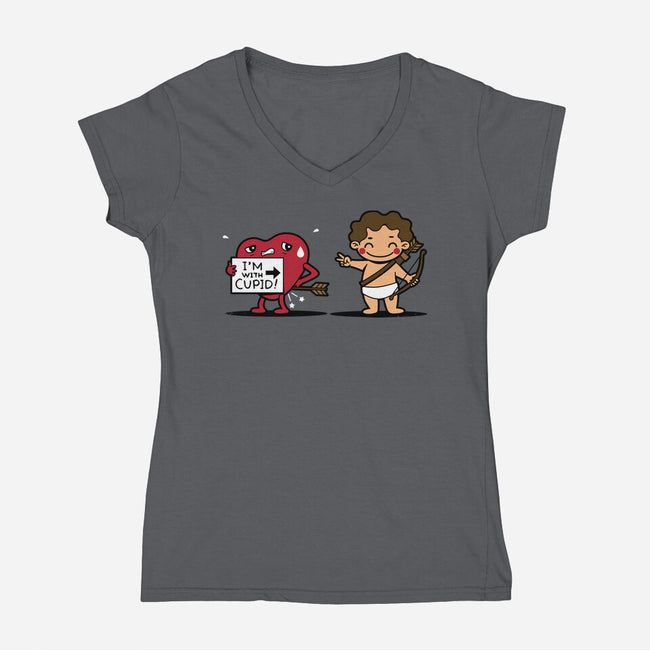 I'm With Cupid-Womens-V-Neck-Tee-Boggs Nicolas