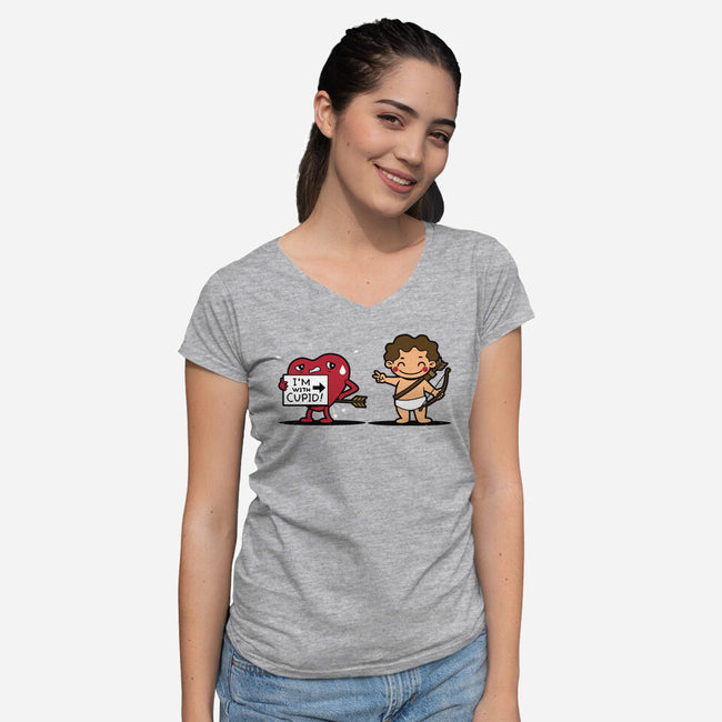 I'm With Cupid-Womens-V-Neck-Tee-Boggs Nicolas