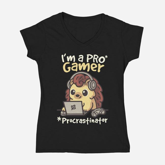 Pro Gamer Procrastinator-Womens-V-Neck-Tee-NemiMakeit