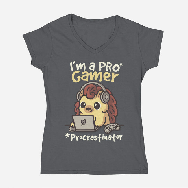 Pro Gamer Procrastinator-Womens-V-Neck-Tee-NemiMakeit