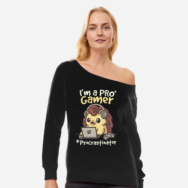 Pro Gamer Procrastinator-Womens-Off Shoulder-Sweatshirt-NemiMakeit