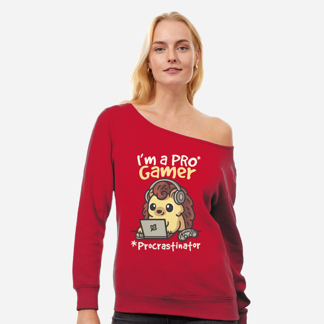 Pro Gamer Procrastinator-Womens-Off Shoulder-Sweatshirt-NemiMakeit