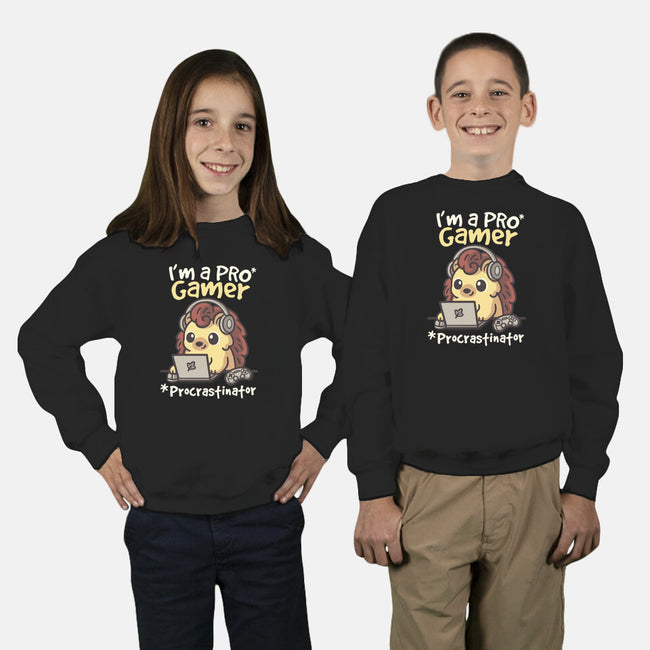 Pro Gamer Procrastinator-Youth-Crew Neck-Sweatshirt-NemiMakeit