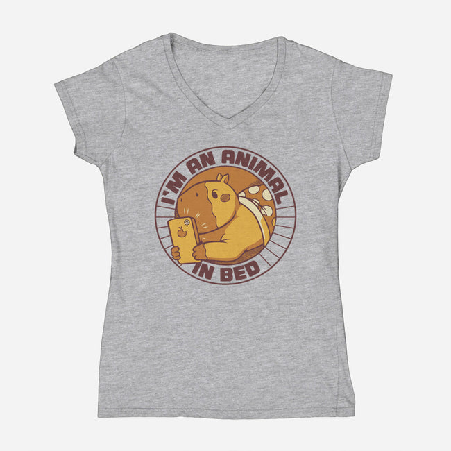 I'm An Animal In Bed-Womens-V-Neck-Tee-tobefonseca