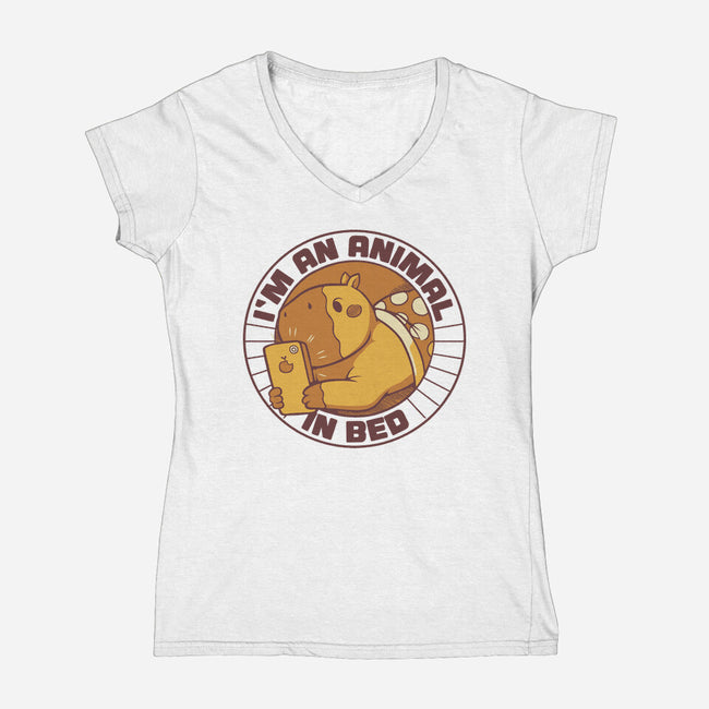 I'm An Animal In Bed-Womens-V-Neck-Tee-tobefonseca