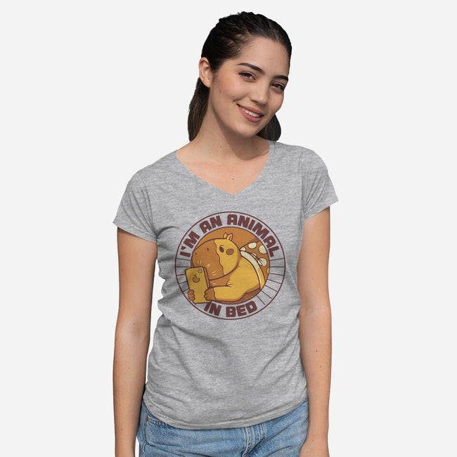 I'm An Animal In Bed-Womens-V-Neck-Tee-tobefonseca