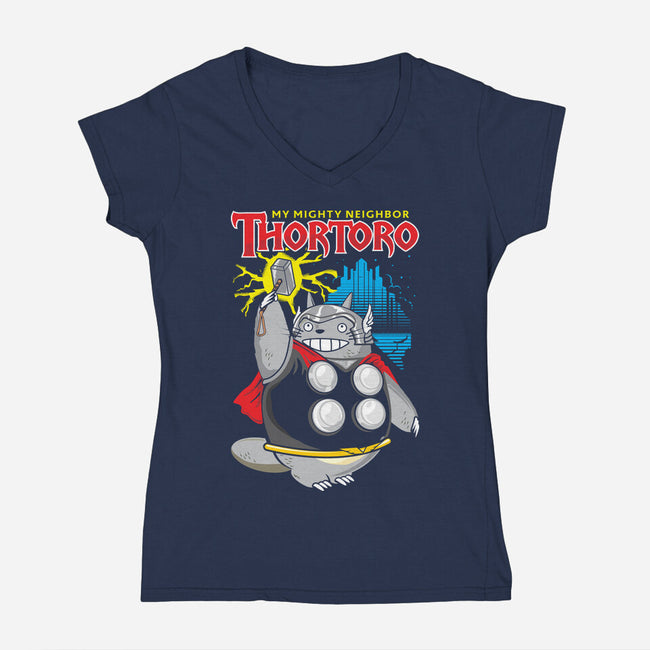 Thortoro-Womens-V-Neck-Tee-arace